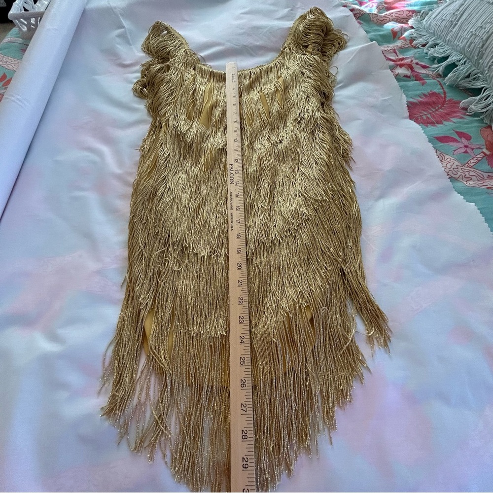 Flapper dress with gold and silver fringe. Women’s Large.